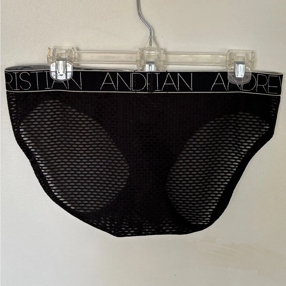 NWT Andrew Christian Sexy Mesh Black Pouch Briefs Size XL